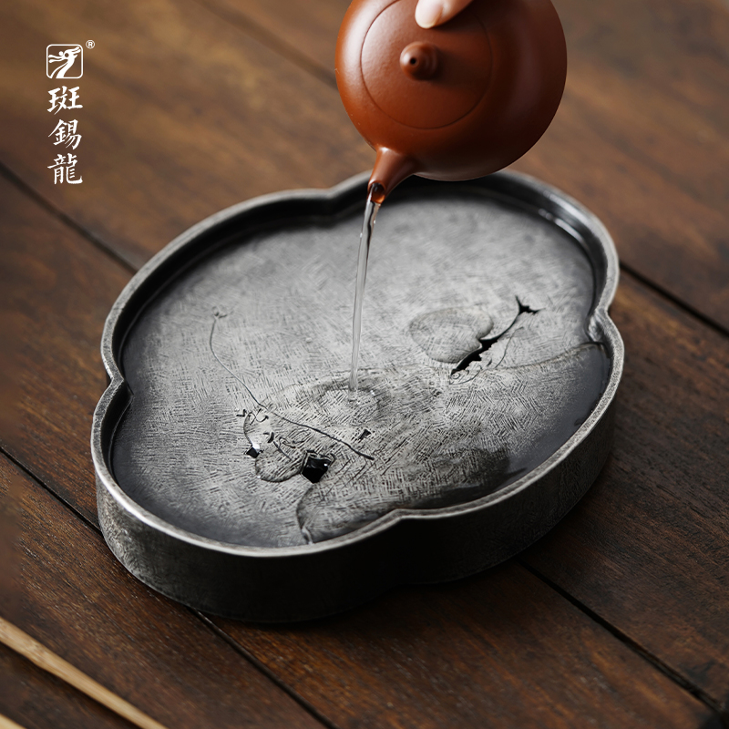 斑锡龙复古储水纯锡壶承干泡台