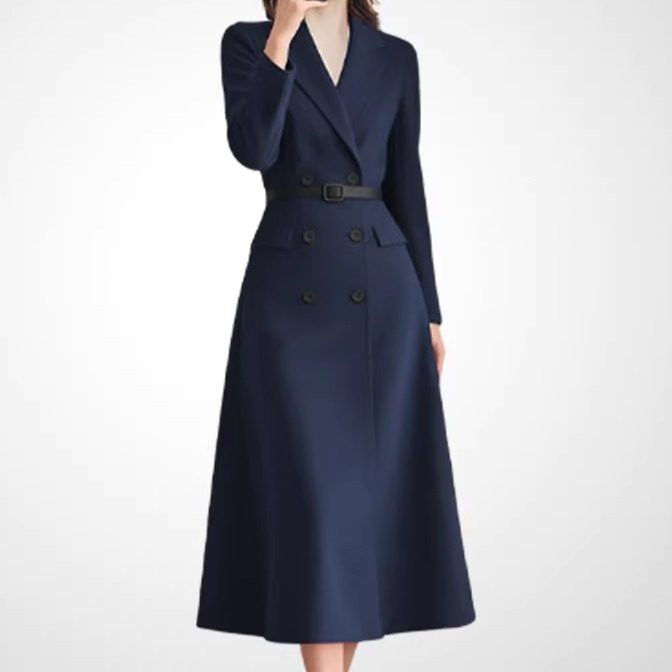 兰卡时尚双排扣收腰西装连衣裙女2026春季气质通勤显瘦度假风长裙,女装/女士精品,连衣裙,淘宝优惠券,粉丝福利购,淘宝优惠卷