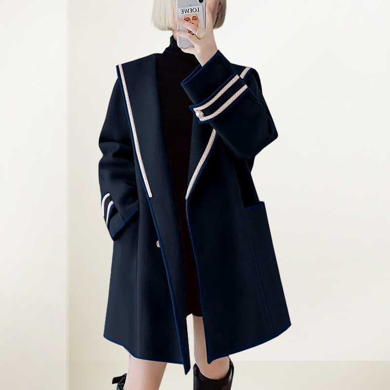 兰卡时尚撞色毛呢外套女2025年冬装新款宽松双面呢子羊毛羊绒大衣,女装/女士精品,毛呢外套,淘宝优惠券,粉丝福利购,淘宝优惠卷