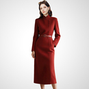 酒立领收腰连衣裙女 中长裙2025秋冬新款 兰卡时尚 通勤气质职场长袖