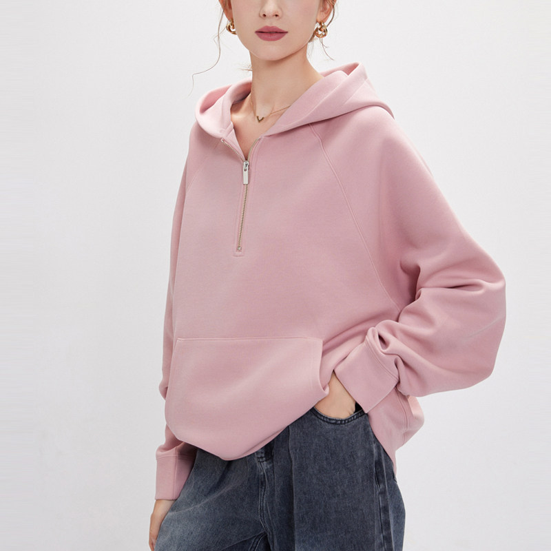 半拉链卫衣女慵懒风美式复古