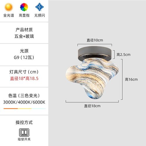 全光谱海星玄关过道吸顶灯创意现代简约走廊阳台卧室灯中山灯N845