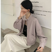机车服PU夹克 短款 2026早春新款 百搭洋气韩系宽松显瘦皮衣外套女装