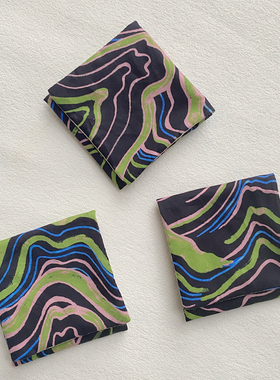 全棉黑色山丘印花双层翻盖首饰袋手链文玩饰品袋收纳袋定制