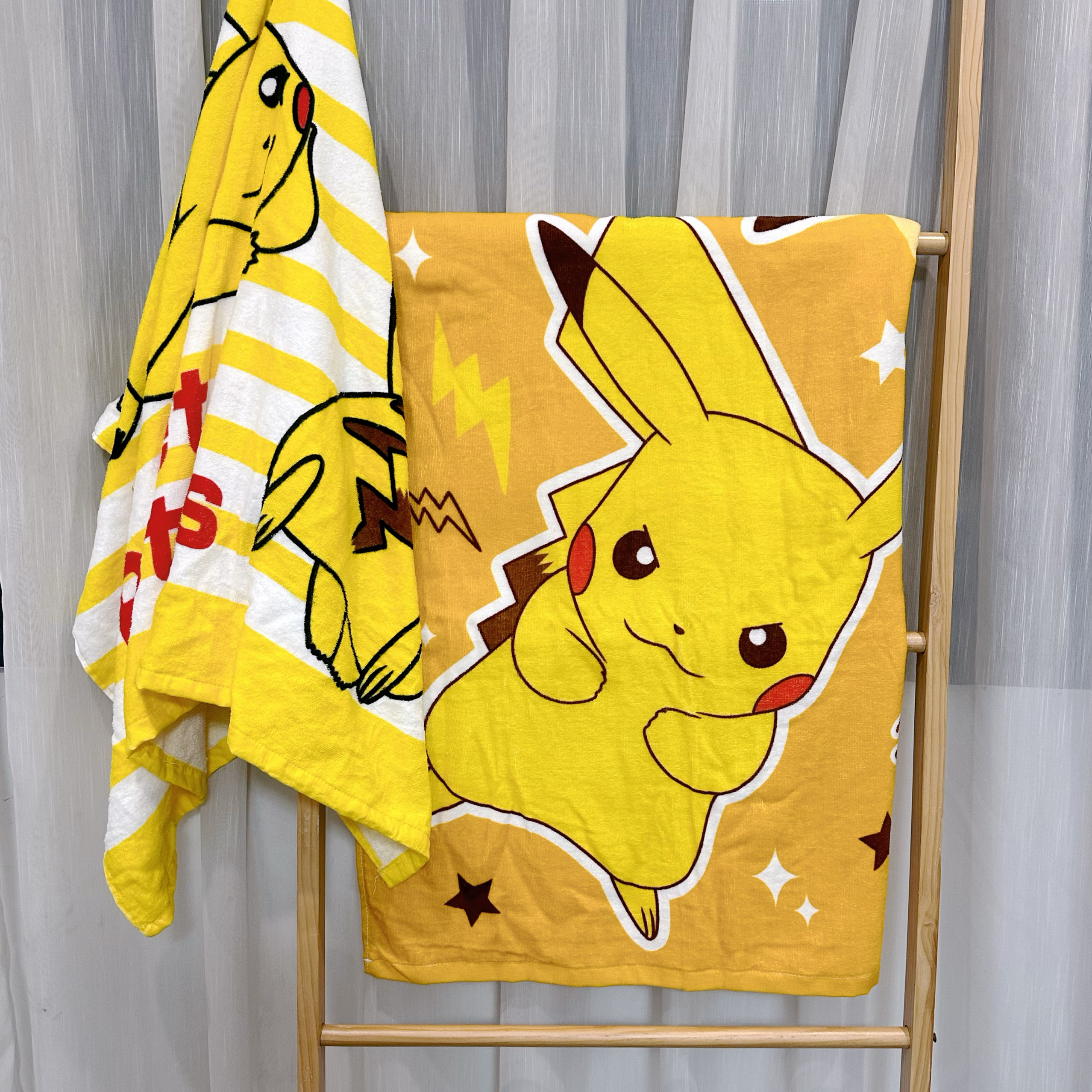 大浴巾纯棉可爱卡通加大皮卡丘柔软吸水男女洗澡游泳100*140cm