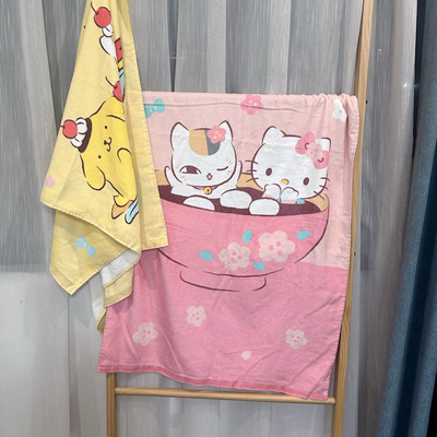 卡通浴巾纯棉Kt 布丁狗猫老师可爱卡通柔软吸水满目儿童 微瑕
