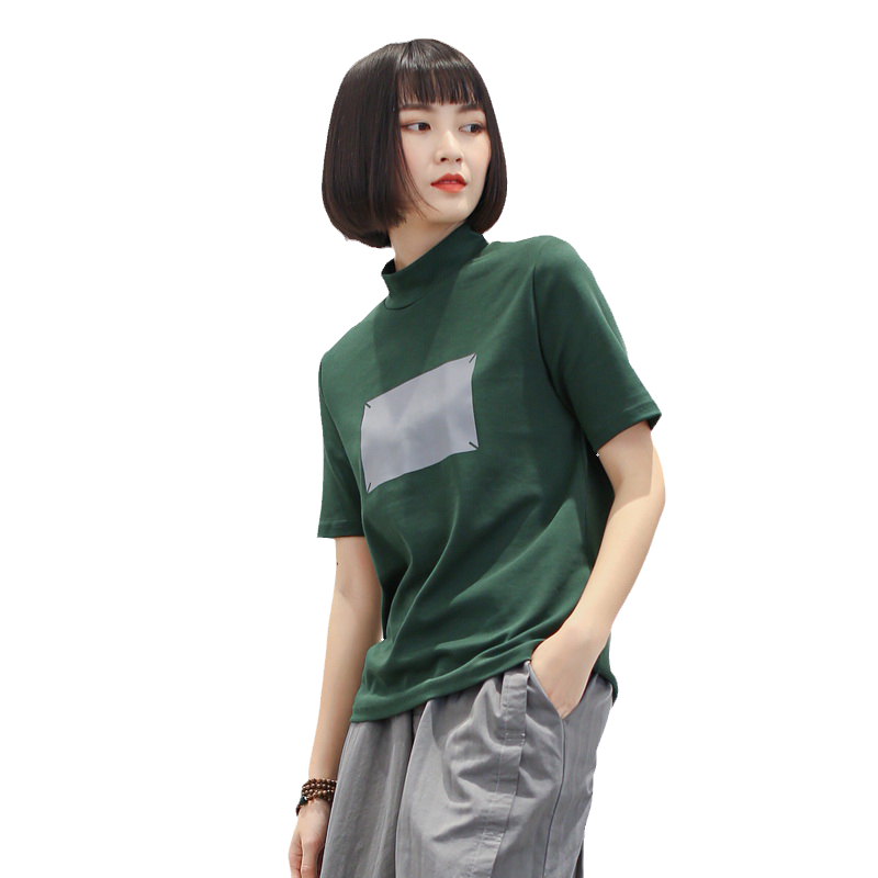 中袖打底衫女半高领春秋新款百搭