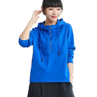 卫衣女长袖宽松2022秋装新款韩版休闲大码棉棒球服连帽拉锁外套
