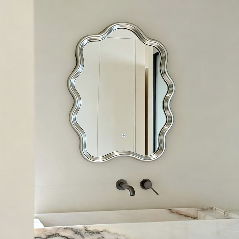 美式拱形洗漱台镜子小户型卫浴镜法式卫生间洗手台智能带灯浴室镜