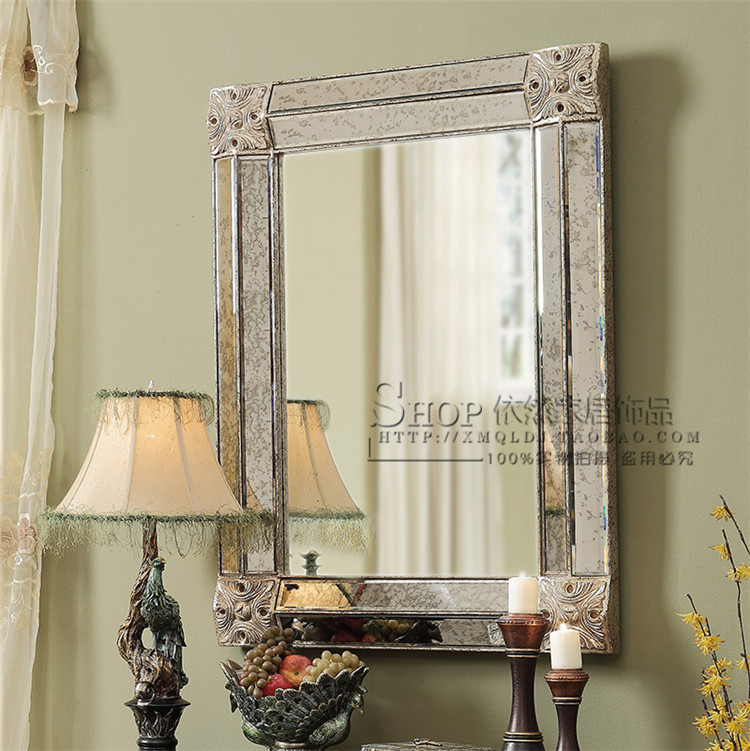 欧式古典壁挂艺术装饰镜玄关壁炉挂画仿古镜面玻璃镜框画框定制