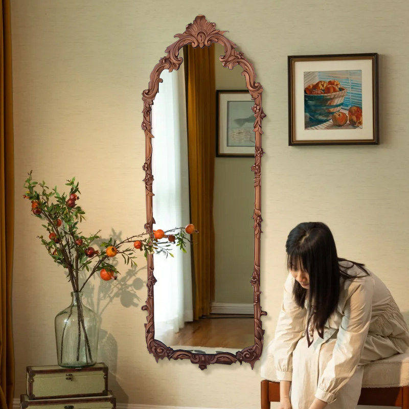 复古全身镜欧式古典挂墙极窄壁挂美式玄关装饰镜法式雕花穿衣镜子,住宅家具,穿衣镜,淘宝优惠券,粉丝福利购,淘宝优惠卷