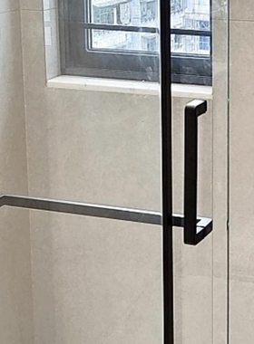 方管无框门把手玻璃门夹哑黑大门拉手加厚圆角304不锈钢有框90度