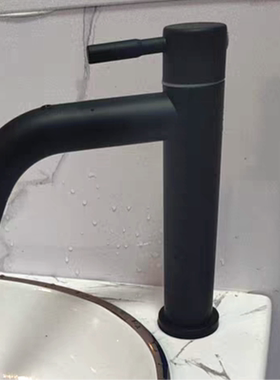 洗手盆台上盆冷热浴室柜台盆洗脸盆卫生间单冷304不锈钢黑色加高