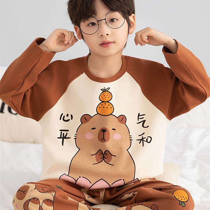 男孩睡衣秋冬2025新Capibala纯棉大童装男孩和青少年春季,童装/婴儿装/亲子装,家居服套装,淘宝优惠券,粉丝福利购,淘宝优惠卷