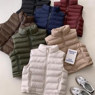 轻质羽绒女士背心秋冬短款多用途立领无袖夹克时尚运动背心