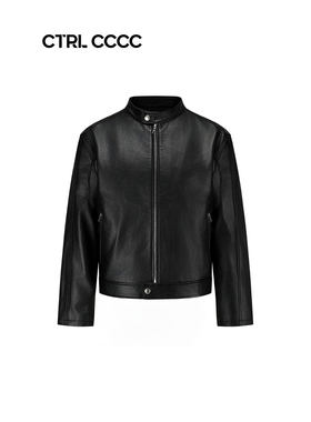 CTRL CCCC无领头层牛皮夹克