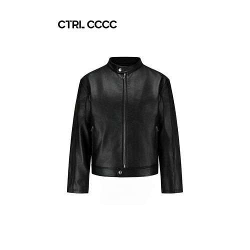 CTRL CCCC无领头层牛皮夹克