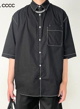 CTRL CCCC撞线衬衫非lem明线男士衬衫高级感设计感夏天衬衫