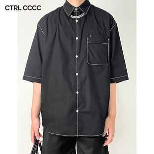 CTRL CCCC撞线衬衫非lem明线男士衬衫高级感设计感夏天衬衫