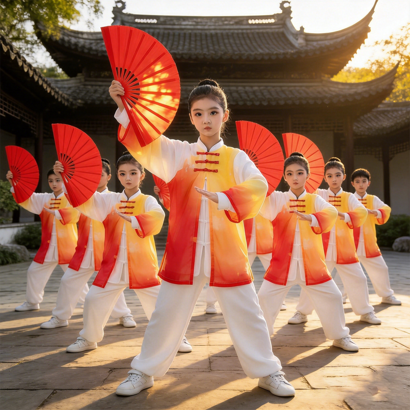 小学生儿童武术操表演服运动会太极拳比赛八段锦五禽戏功夫演出服