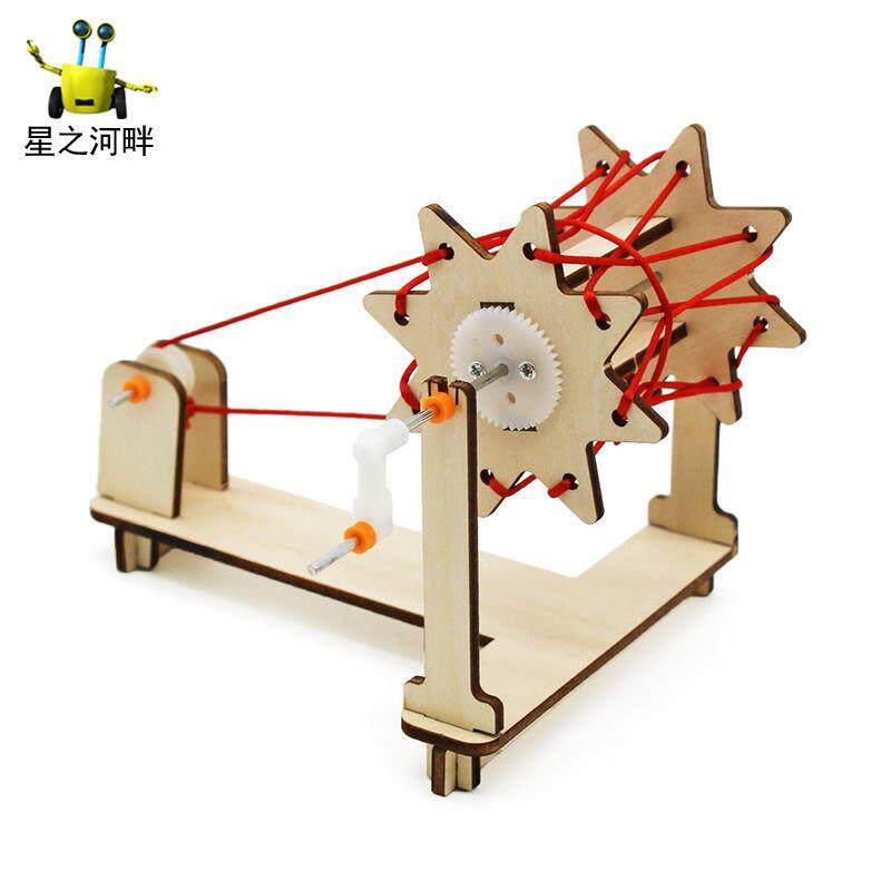 创意手工diy纺织车材料包儿童手摇编织机diy纺线车织布机制作玩具