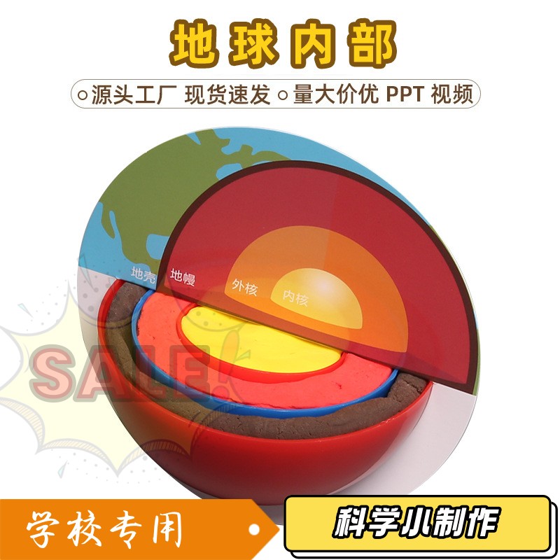 学生科学地壳小实验地球模型儿童科技小制作地球内部结构模型AA43