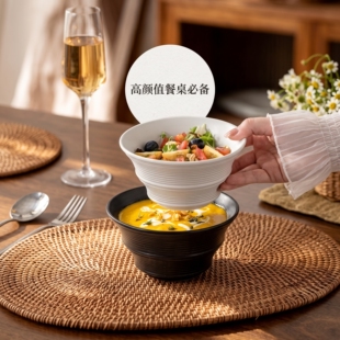 日式复古竹节陶瓷碗家用2026新款高颜值创意饭碗高级感米饭碗汤碗