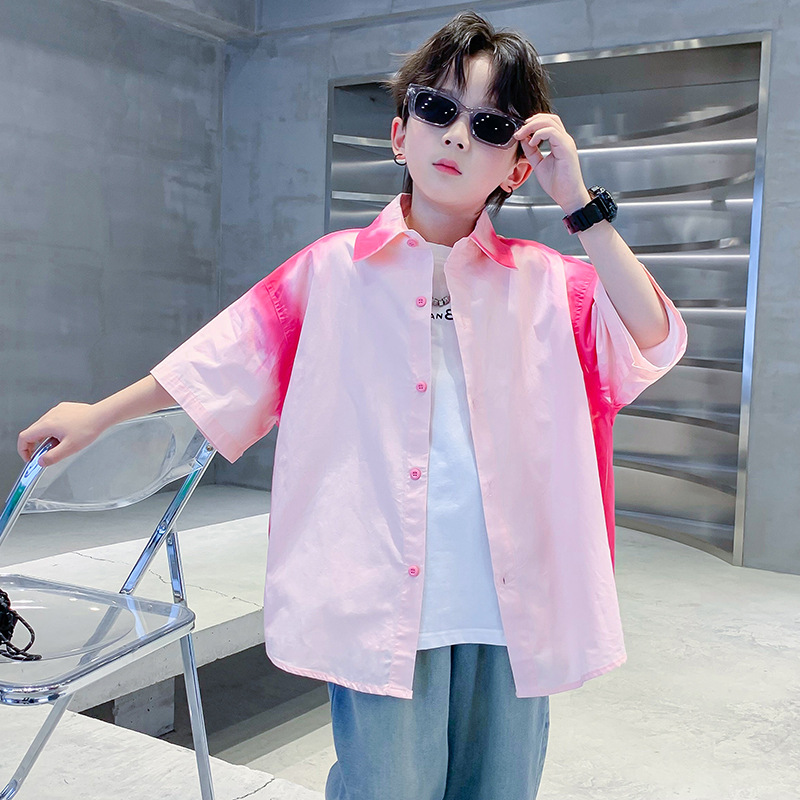 男童短袖衬衫外套夏季薄款2025新款大儿童夏装半袖上衣帅气时髦