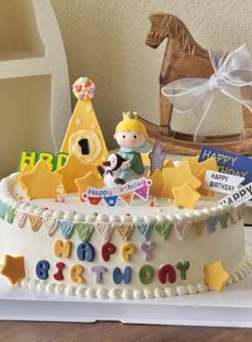 小王子海鸥生日蛋糕装饰摆件