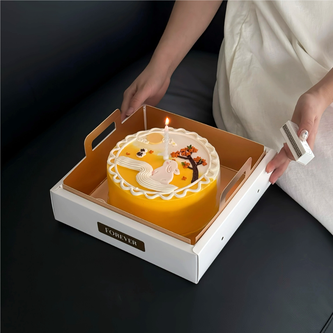 2025中秋节蛋糕包装盒高档金底透明pvc手提中秋节法式月饼甜品盒