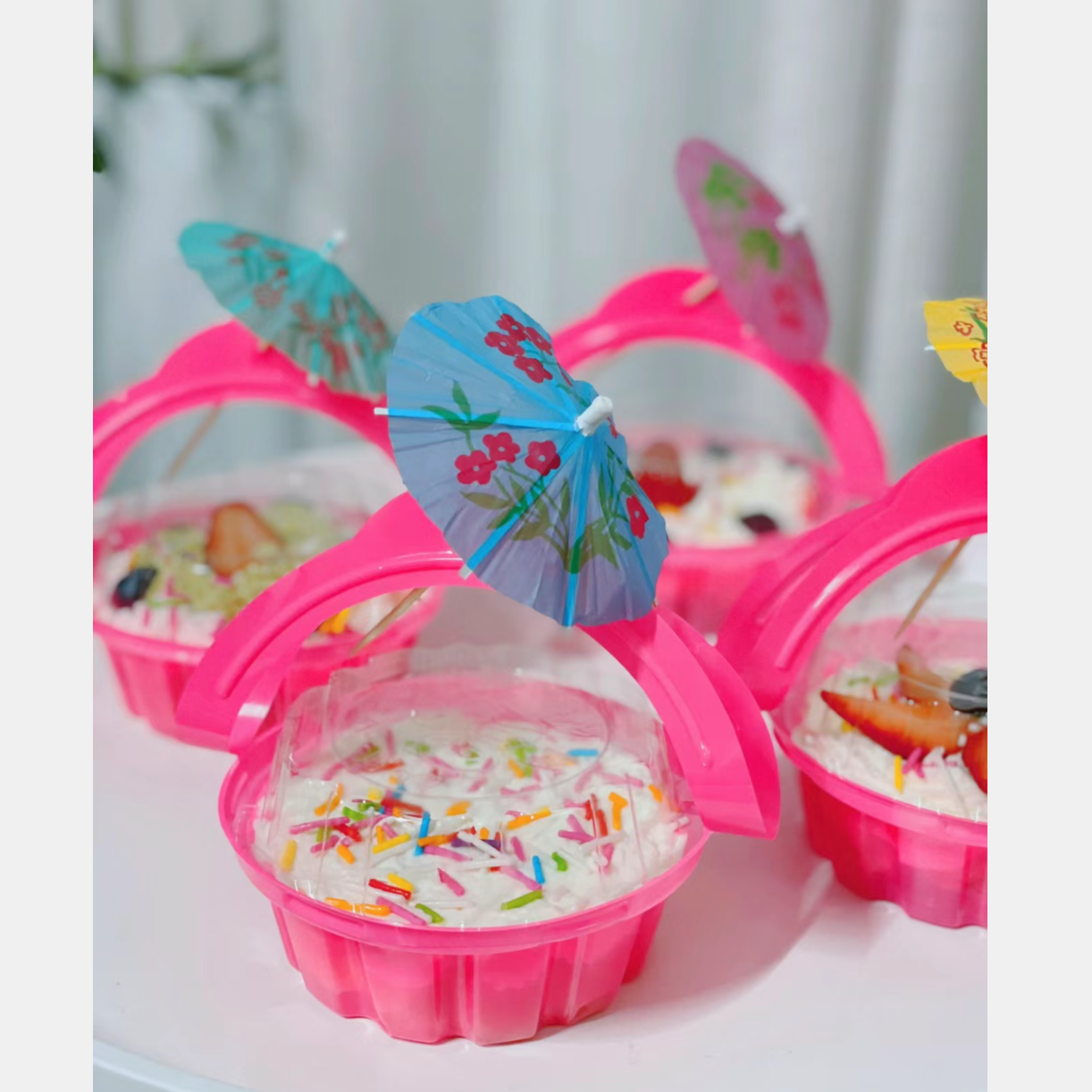 童年手提小花篮蛋糕塑料小红盒