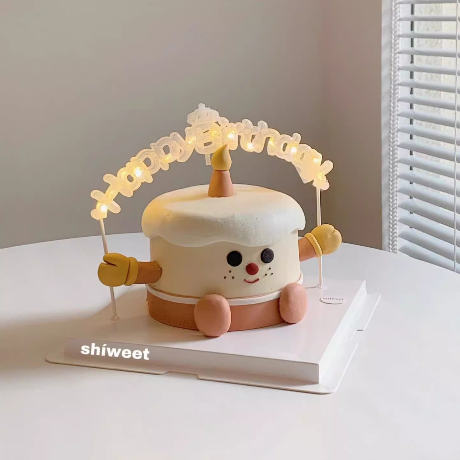 ins风小红书同款烘焙蛋糕装饰摆件软陶生日蜡烛jellycat小脚插件