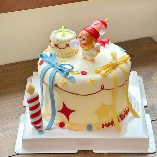 卡通星星人吹泡泡生日蛋糕装饰