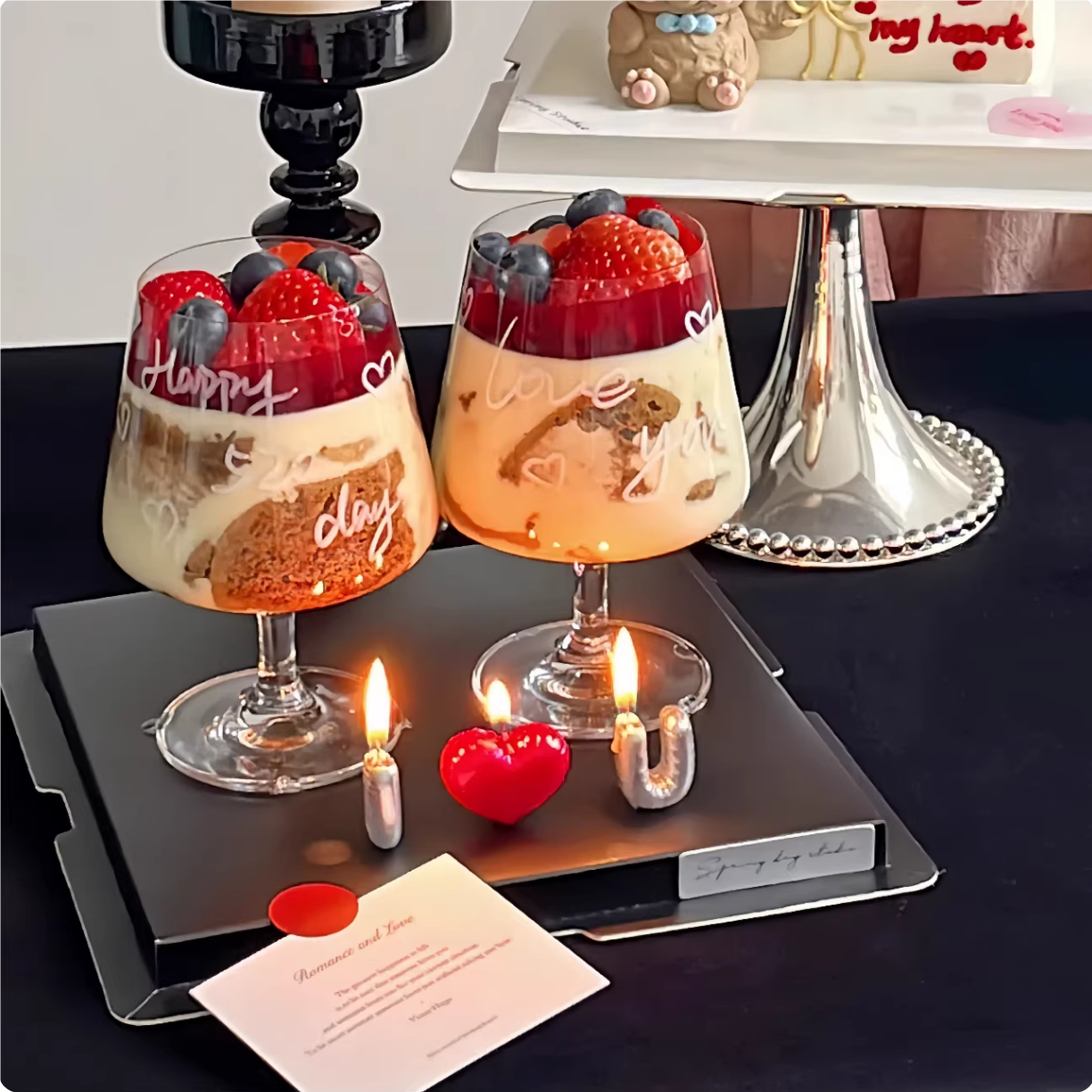 2.14情人节透明玻璃高脚草莓杯蛋糕甜品装饰摆件ILOVEYOU装扮插件,节庆用品/礼品,节日装扮用品,淘宝优惠券,粉丝福利购,淘宝优惠卷