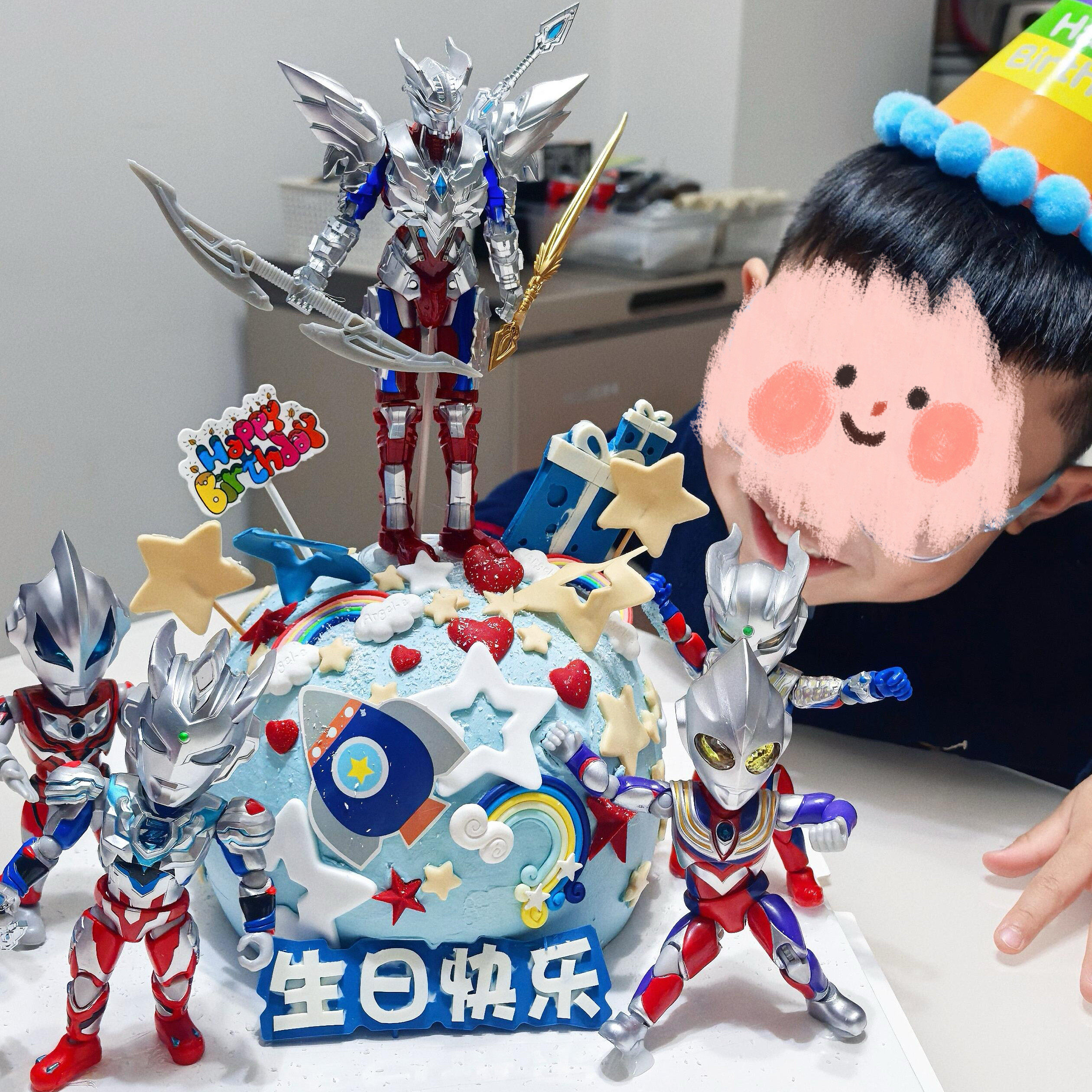 机甲赛罗奥特战士蛋糕摆件装饰男孩儿童小孩生日超人怪兽插件插牌