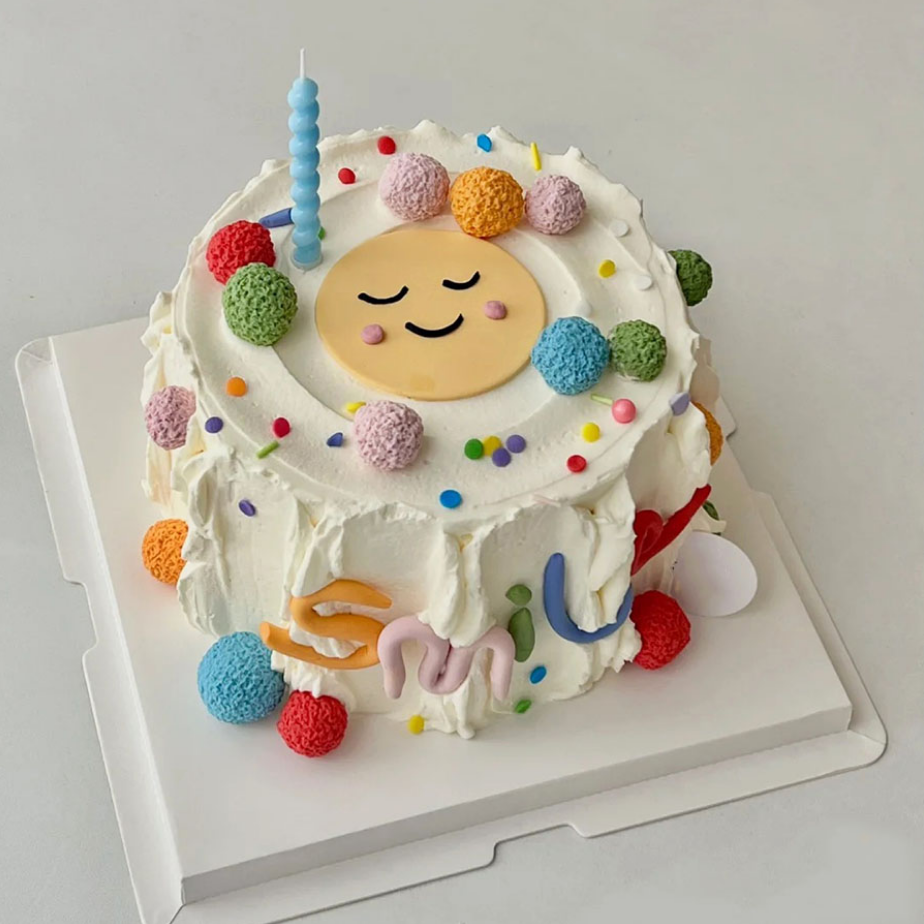 儿童蛋糕装饰软胶笑脸smile摆件网红多巴胺彩色系ins生日装扮插件