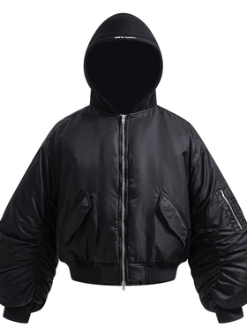 MOKU FLEET黑色飞行夹克宽松廓形bomber春秋棉服