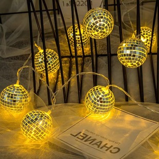 LED镜面球灯串迪斯科酒吧派对氛围装饰灯KTV酒吧装饰圣诞发光彩灯