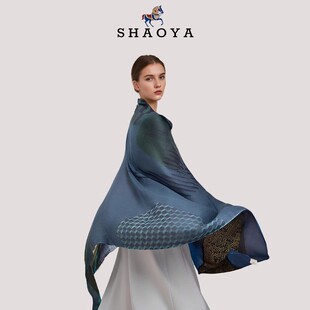 意大利羊毛披肩外搭桑蚕丝丝巾女2025新款春秋季薄款真丝羊绒围巾