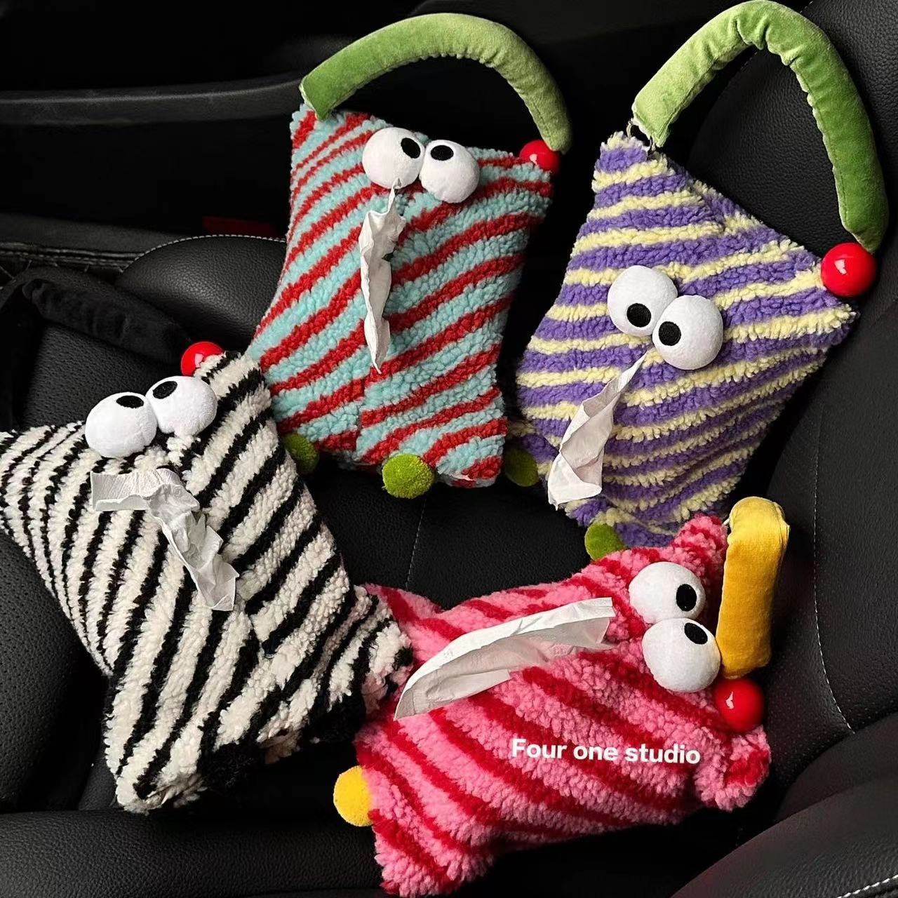 车载纸巾盒可爱搞怪汽车纸巾袋