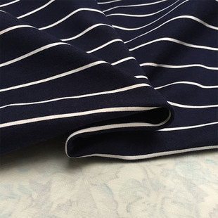 欧美进口黑白条纹春秋全棉针织服装米布料细条纹棉布料罗马布面料