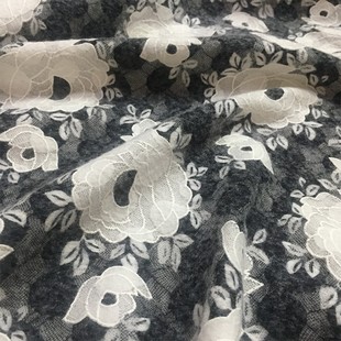 欧美进口柔软蓬松混纺针织羊绒羊毛复合蕾丝连衣裙面料服装布料