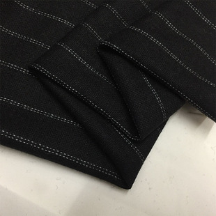 意产薄型黑白条纹羊毛呢布料秋冬高档服装面料裤料连衣裙服装布料