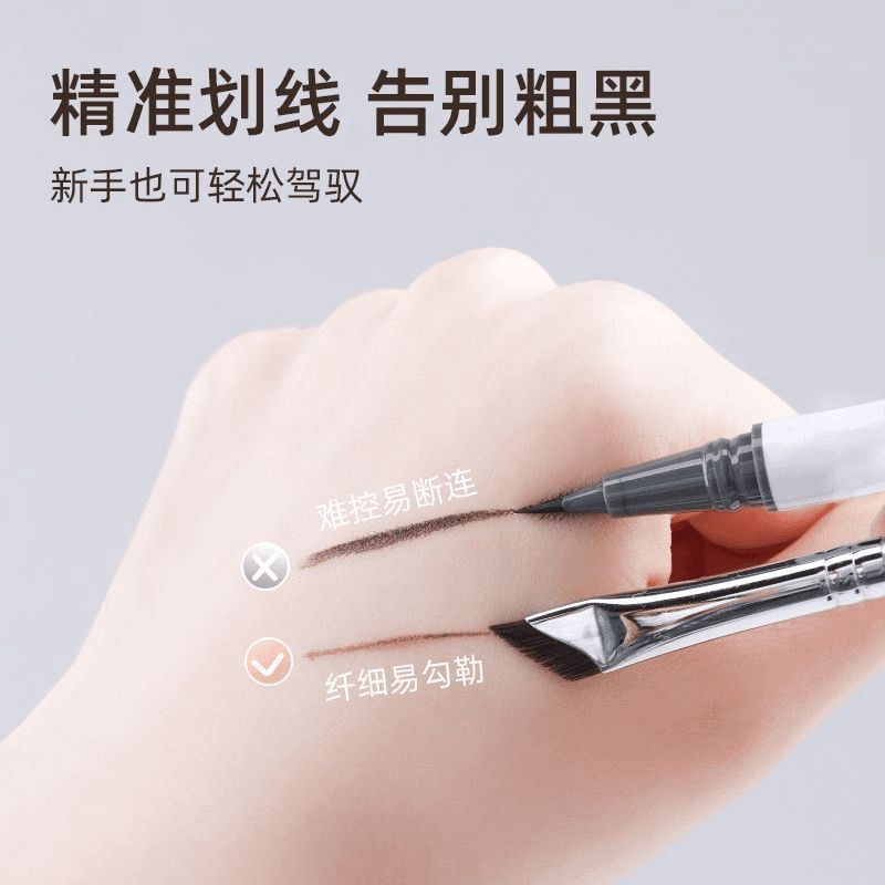 银色三件套刀锋眼线刷眉刷卧蚕刷超薄扁平头极细化妆刷套装便携图片