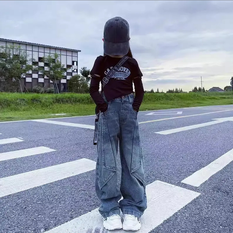 女童牛仔裤2026新款韩版春秋中大童牛仔裤女孩时尚秋季工装宽松裤,童装/婴儿装/亲子装,儿童牛仔裤,淘宝优惠券,粉丝福利购,淘宝优惠卷