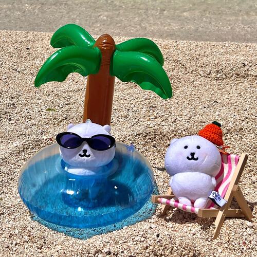 椰子树游泳圈迷你娃娃摆拍工具水上杯垫甜甜圈可爱小泳圈漂浮杯托