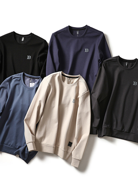 面料不凡！空气感珠地棉高品质套头卫衣男秋冬新款简约休闲上衣潮