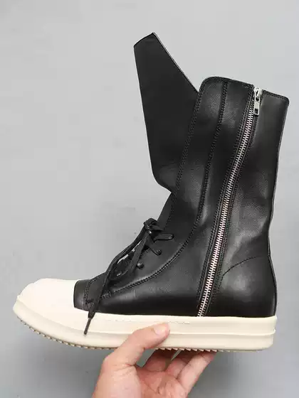 Men's High-Top Shoes, Genuine Leather Thick-Soled Short Boots, Women's Height-Increasing Martin Boots, Joker Xue Style Long-Tongue Casual High Street Trendy Shoes