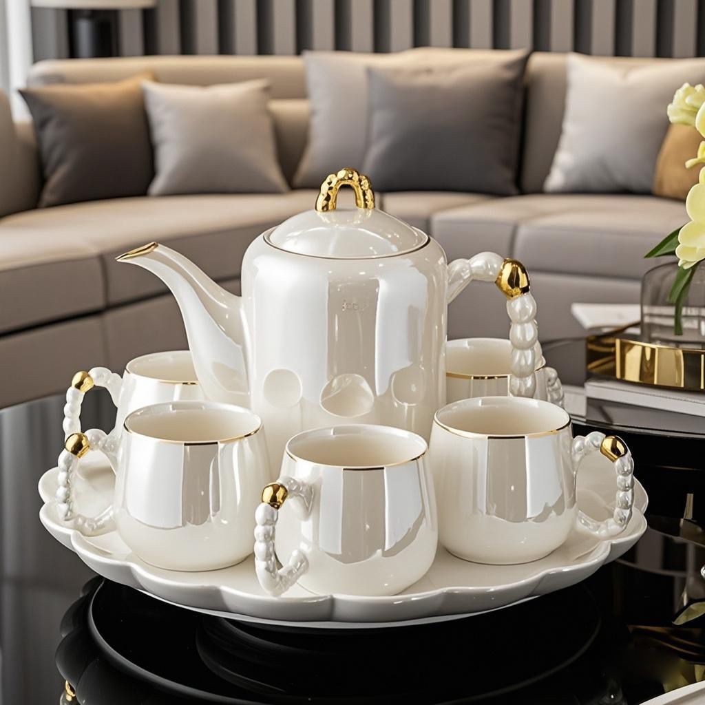 家用轻奢陶瓷茶具套装客厅水杯
