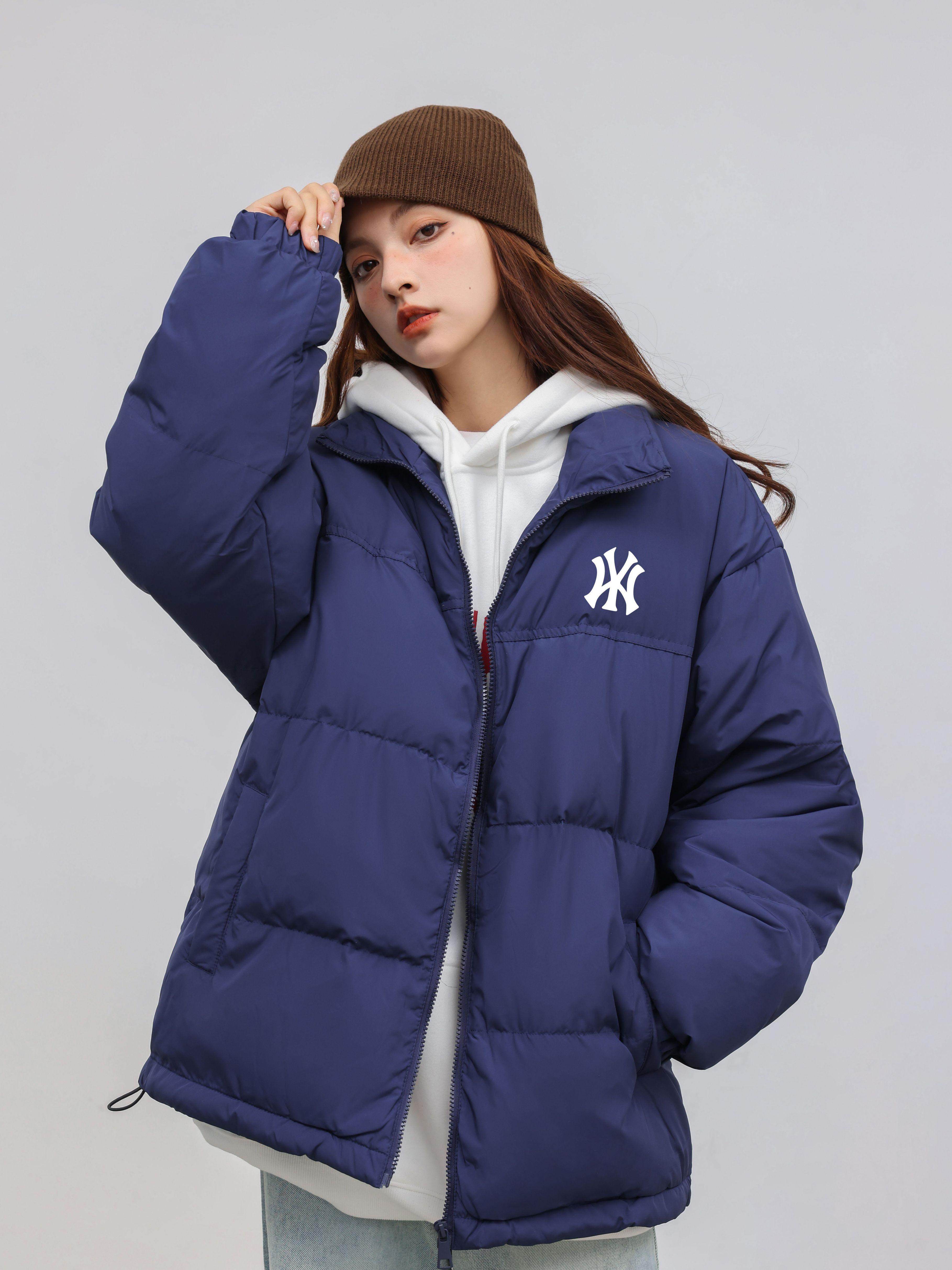 MLBINCLEA 화이트 오리 자켓 남성과 여성을위한 2024 겨울 두꺼운 새로운 솔리드 컬러 스탠드 칼라 커플 자켓